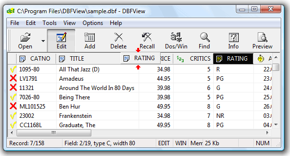  Apycom DBFView table screenshot 